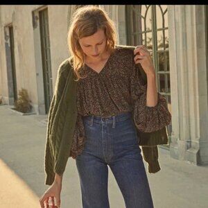 Doen Savona Silk Top in Black Saint Claude Paisley Print Size XS *NWT*